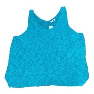 Gap‎ Sleeveless shirt XXL NEW Green Double V-Neck Ribbed Tank Top Linen